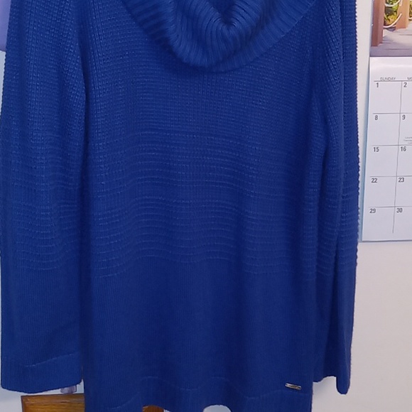 Calvin Klein Royal Blue Tunic Sweater Acrylic Cawl Neck - Picture 9 of 12